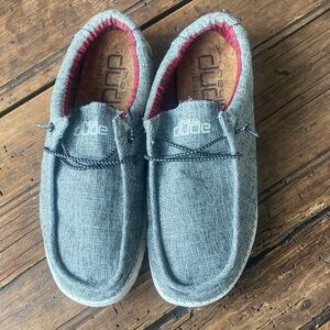 Hey Dude Men’s Slip-On Loafers in Heather Gray with Red Lining